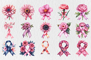 Pink Flowers Breast Cancer Awareness, a Seasonal Illustration by Rose Art (Thumbnail 3 of 3)