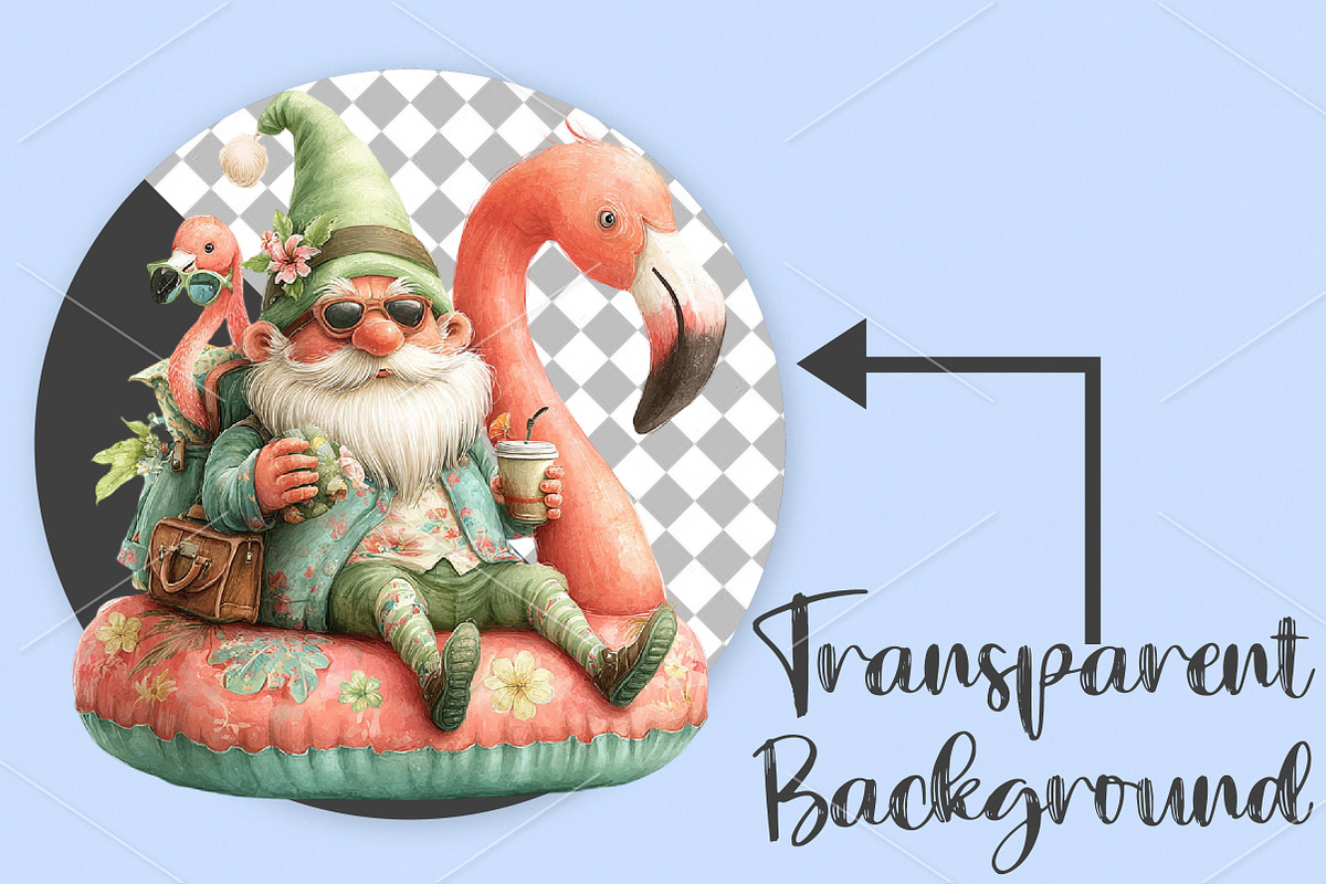 Whimsical Summer Gnome Clipart PNG, a Seasonal Illustration by Canvas Craft (Photo 2 of 7)