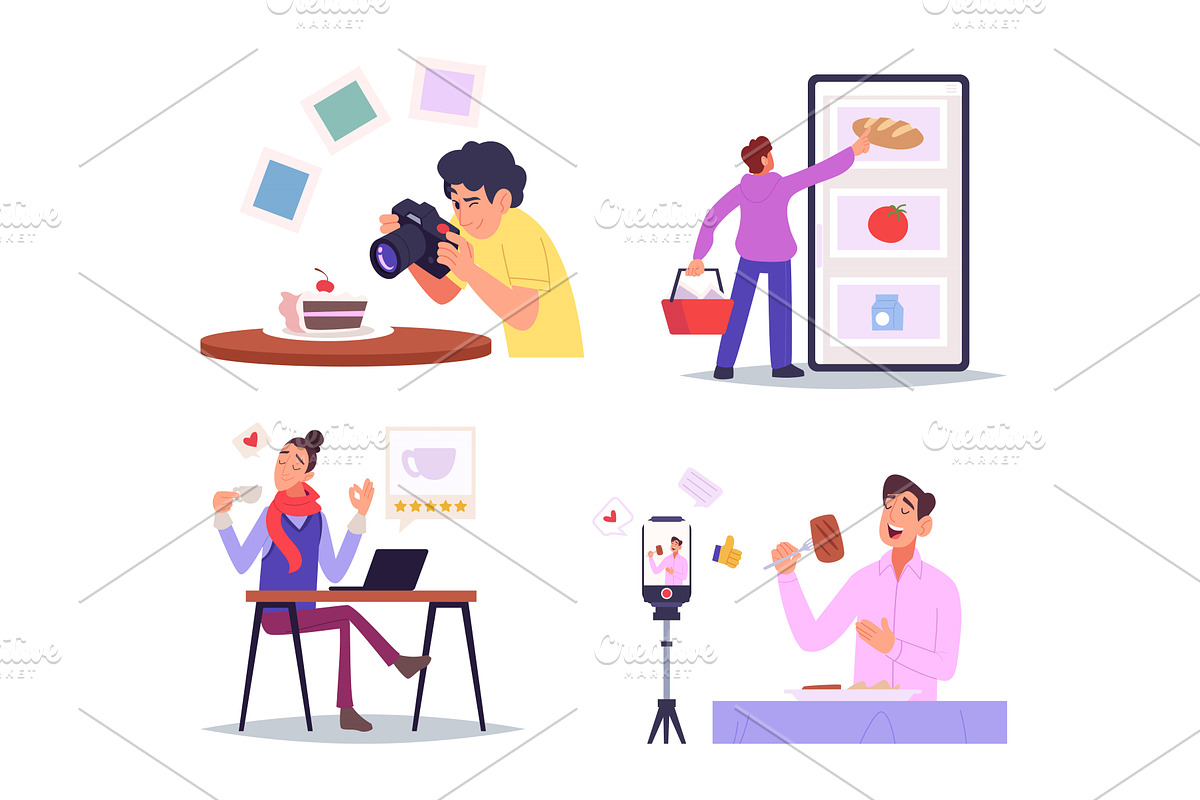 People and food. Eating and, a Food Illustration by Onyx