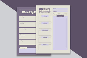 Beige And Purple Minimal Planner