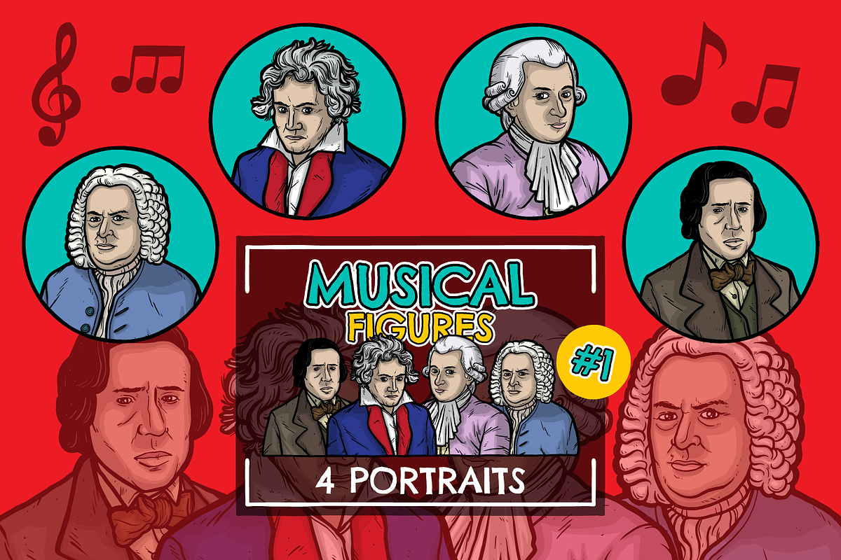 Musical Figures (Famous Composers), an Illustration by Vectory by BSC (Photo 1 of 3)