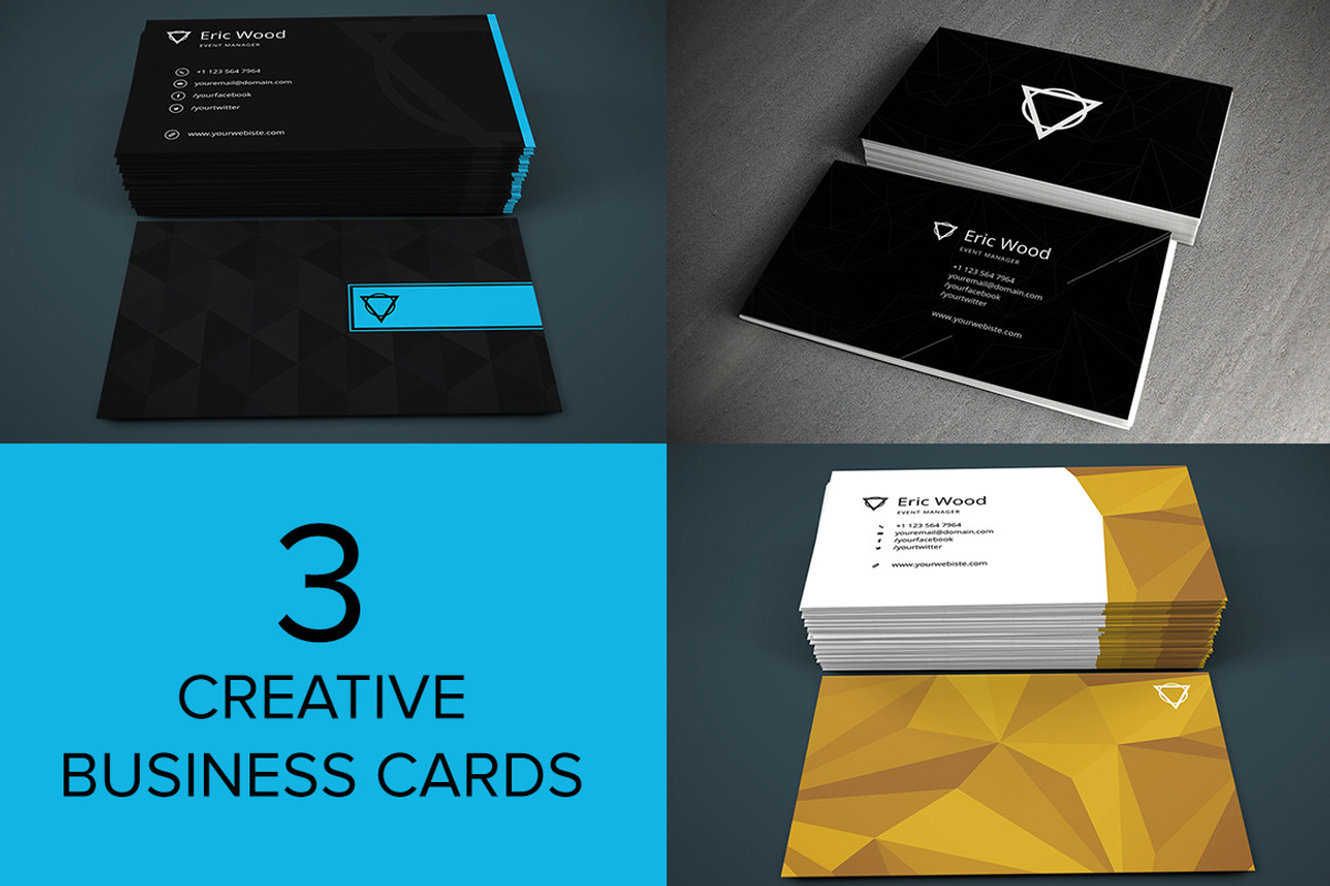 3 Creative Business Cards, a Business Card Template by DesignLux (Photo 1 of 5)