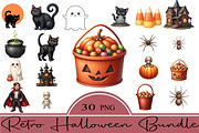 Retro Halloween Clipart Bundle, an Illustration by CrexoraLab (Thumbnail 4 of 5)