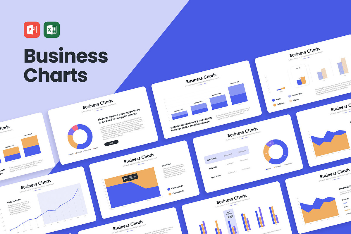 Business Charts PowerPoint Template, a Presentation Template by slidequest (Photo 1 of 6)