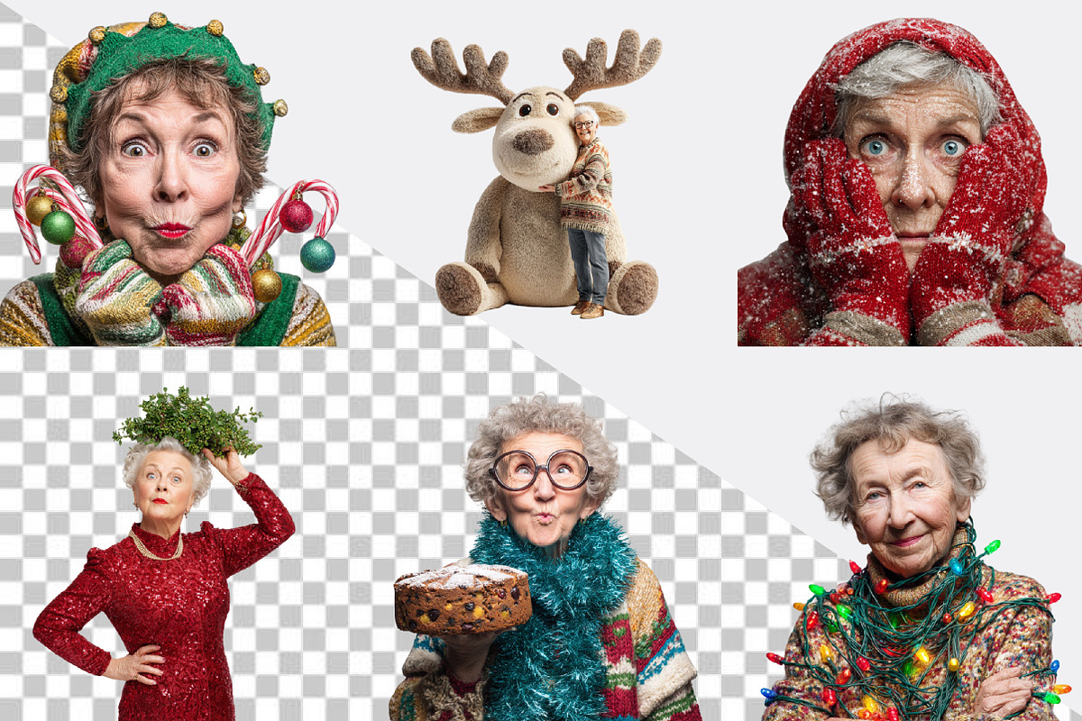 Funny Old Lady Christmas Sublimation, an Illustration by SVGArt (Photo 2 of 8)