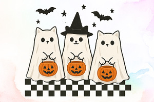 Ghost Spooky Cat Pumpkin Halloween P, an Illustration by Sublimation Artist