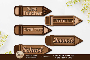 Pencil Set Decor Multilayer Template