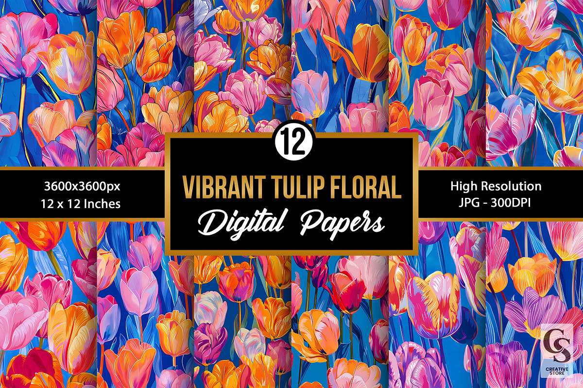 Bright Tulip Flower Seamless Pattern, a Pattern Graphic by Creative Store (Photo 1 of 5)