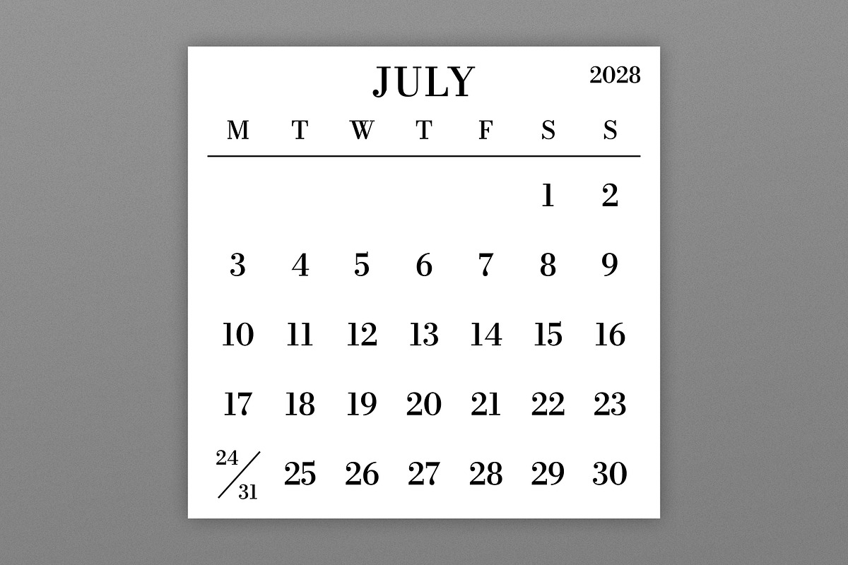 2028 Large Number MON-SUN Calendar, a Stationery Template by Running With Foxes (Photo 3 of 5)