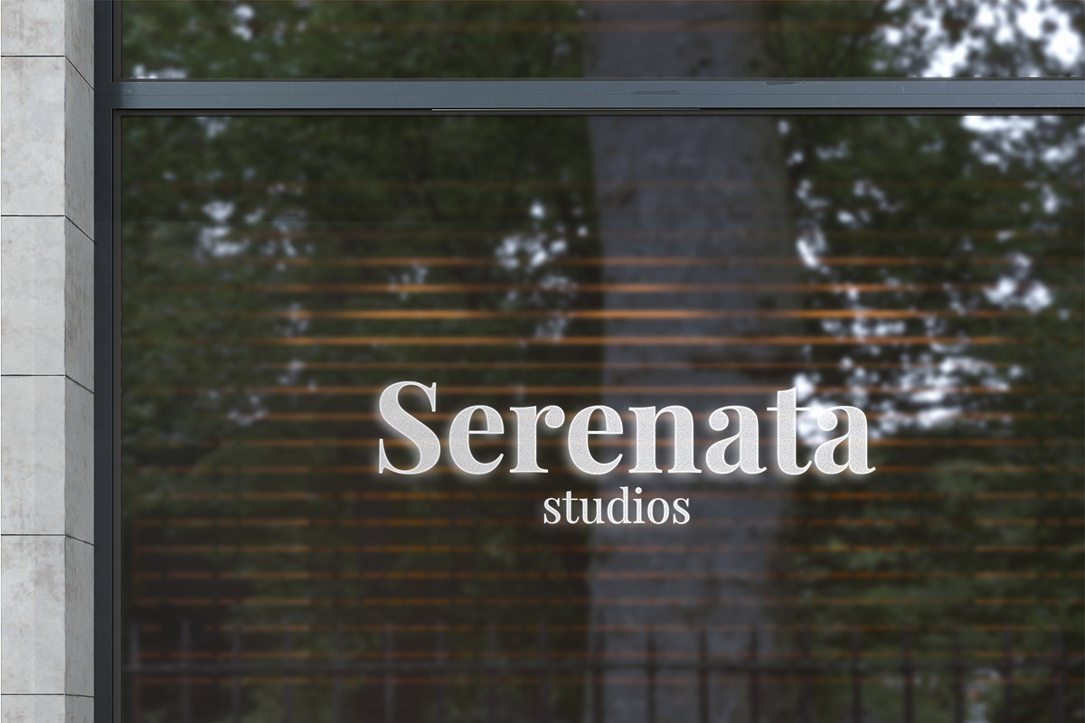 Serenata Glass Window Logo Mockup