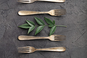 Rustic Culinary Flat-Lay Collection with Vintage Silverware, Spi, a Food & Drink Photo by Natalia Klenova's Shop