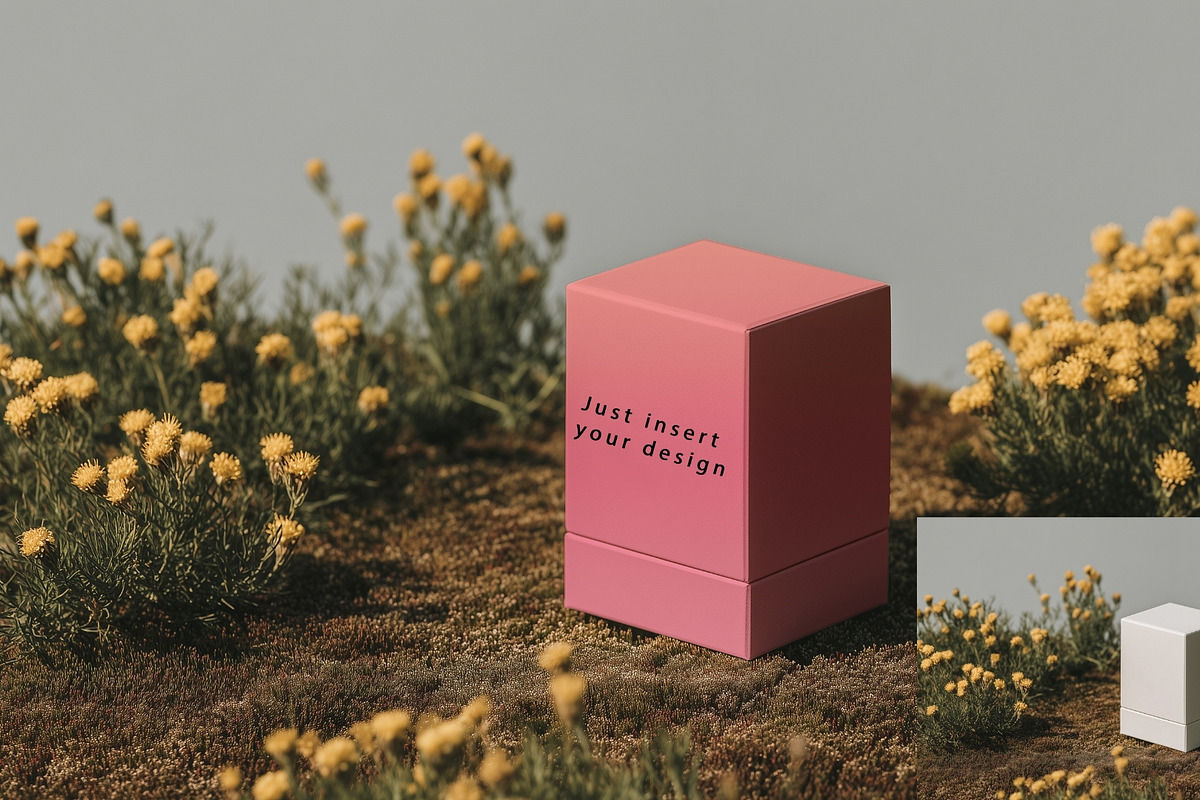 Natural Perfume Box Mockup, a Packaging Mockup by Vika_Softlife (Photo 2 of 8)