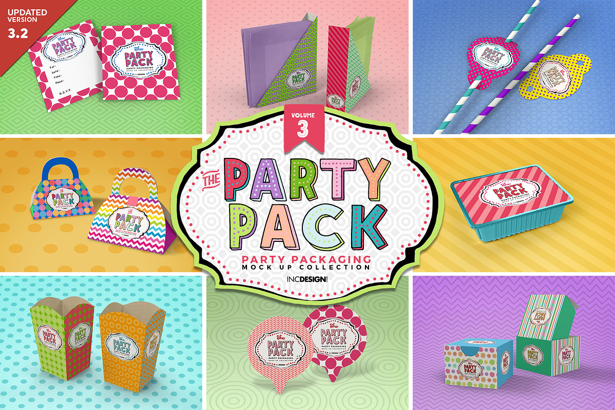 Vol.3 Party Packaging MockUps, a Packaging Mockup by INCDesign (Photo 1 of 18)