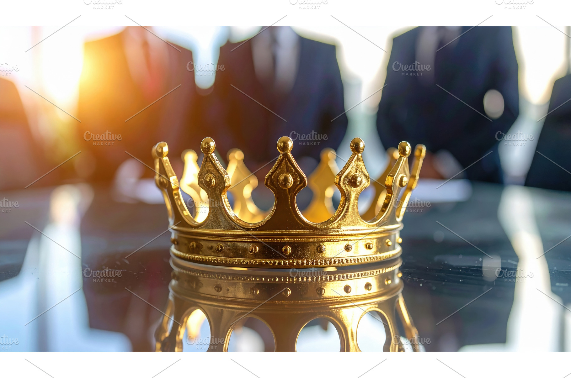 Golden crown placed on glass table, a Business Photo by Igor Tichonow