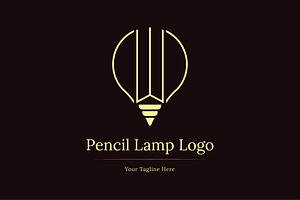 Pencil and Lamp Logo Template