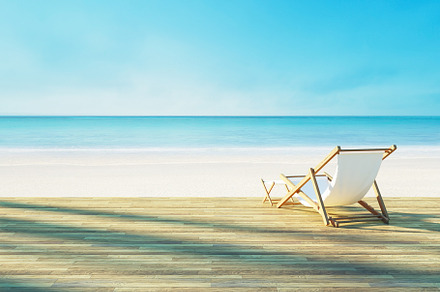 Beach lounge chair on white beach, a Holiday Photo by TONTECTONIX