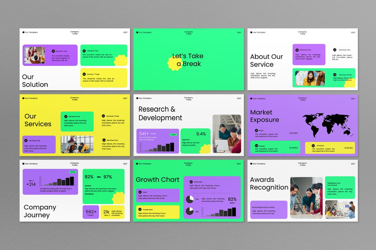Green Company Profiles Google Slide, a Presentation Template by graphicook (Photo 3 of 5)