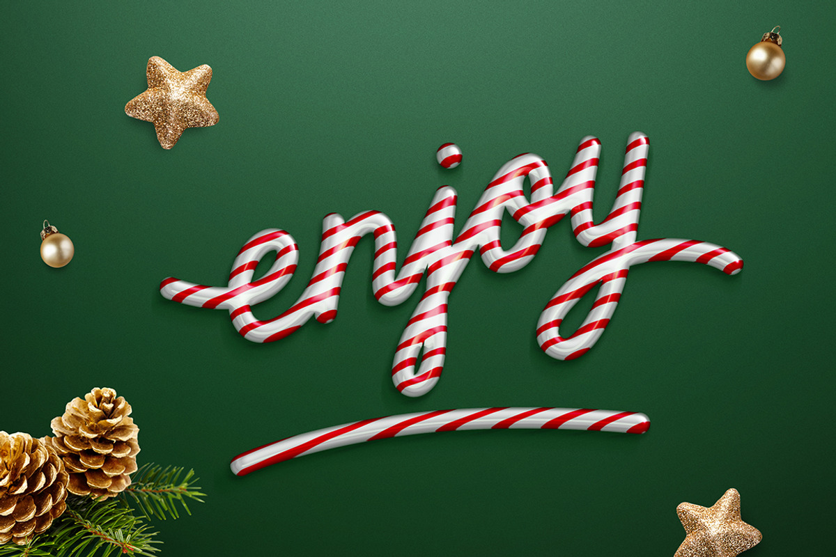 Christmas Candy Text Effect, a Layer Style Add-On by Evlogiev Studio (Photo 5 of 5)