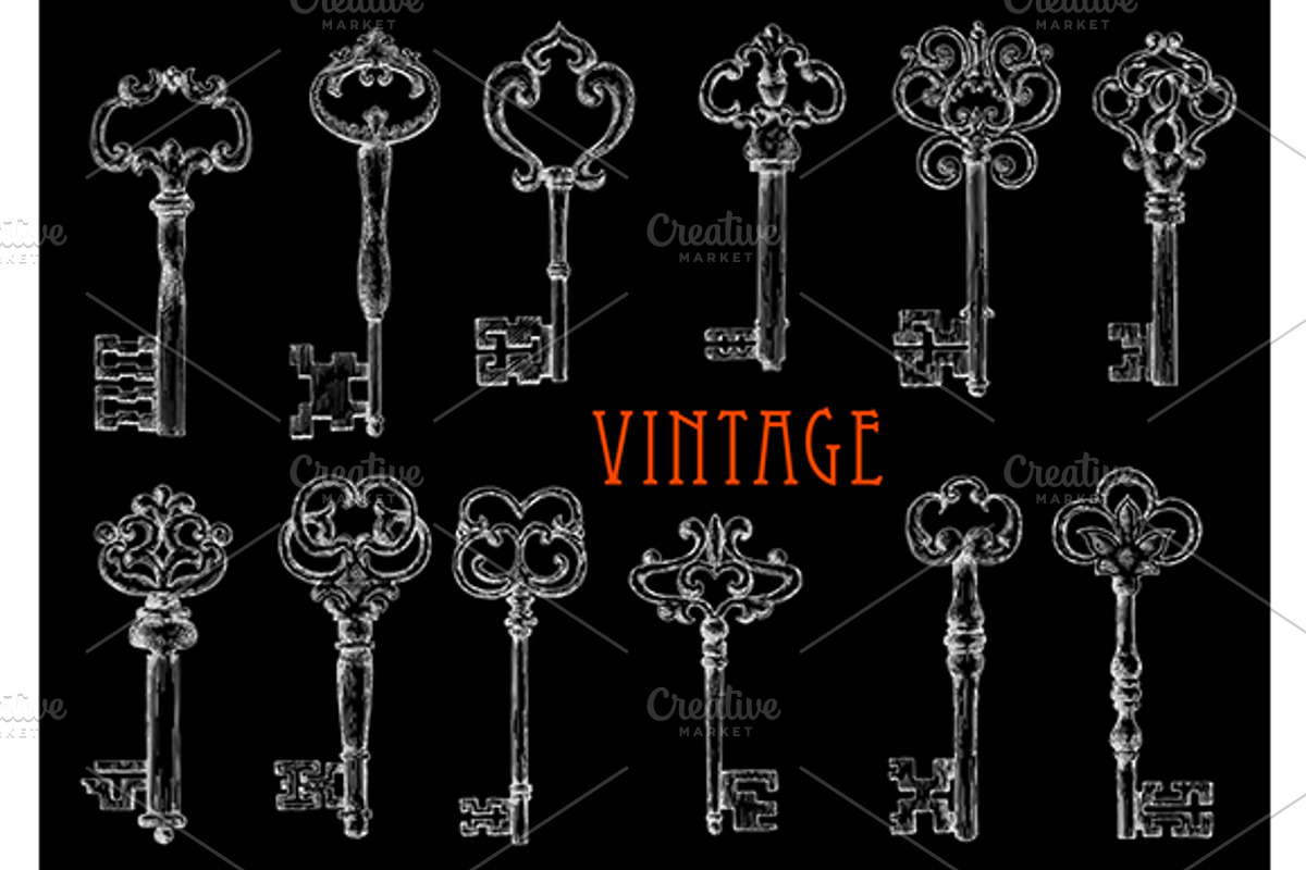 Ancient skeleton keys, a Graphic by Vector Tradition
