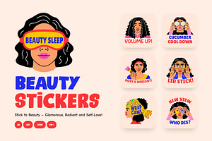 Animated Beauty Stickers Art Set, an Emoji Icon by Brickclay
