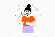 Cute Girl Brushing Teeth Vector, a Person Illustration by Partikusi Design (Thumbnail 3 of 3)