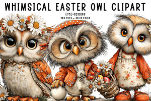 Whimsical Easter Owl Clipart, an Illustration by CreationArt