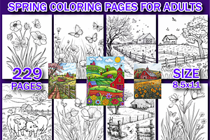 Spring Coloring Pages for Adults-V2, a Seasonal Illustration by Design Home