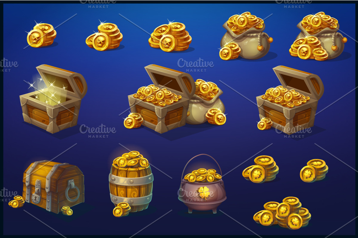 Set of wooden chests, coins, crystal, a Finance Illustration by Nearbirds (Photo 2 of 4)