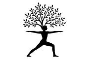 Yoga Tree Silhouette Warrior Pose, a Background Graphic by LaseredNinja (Thumbnail 1 of 7)