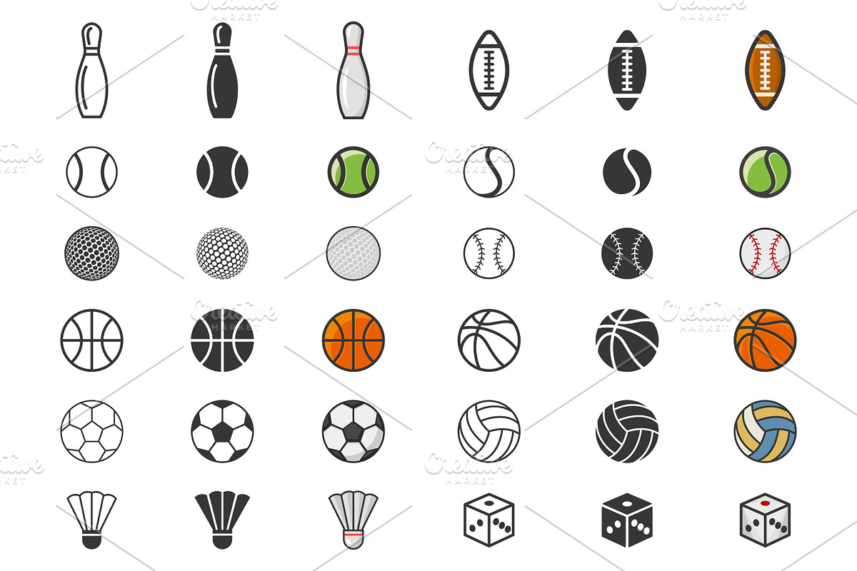 Vector Sports Balls and Equipment., an Object Graphic by Gomolach (Photo 2 of 6)