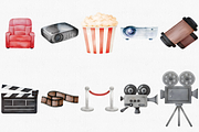 Watercolor Cinema Clipart, Movie PNG, an Illustration by CropUp Creative (Thumbnail 3 of 4)
