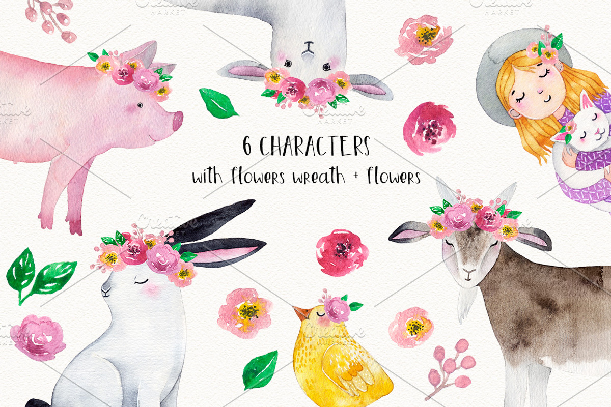FARM ANIMALS watercolor set PART 1, an Animal Illustration by Natali Smolova (Photo 6 of 7)