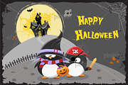 Happy Halloween Penguins, an Animal Illustration by pinipin