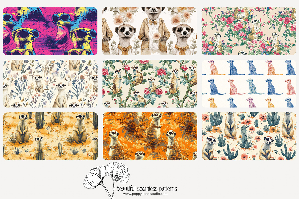 80 meerkat seamless pattern, a Pattern Graphic by Poppy Lane Studio (Photo 4 of 11)