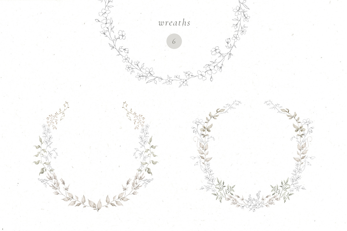 GRACE Floral Watercolor and Line art, a Decorative Illustration by Kreker Kate (Photo 6 of 10)