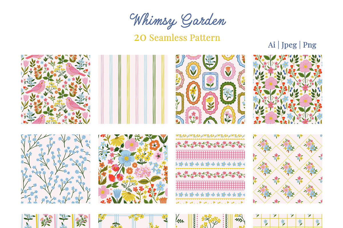 Whimsy Floral Pattern & Clipart, a Pattern Graphic by Essentially Nomadic (Photo 5 of 11)