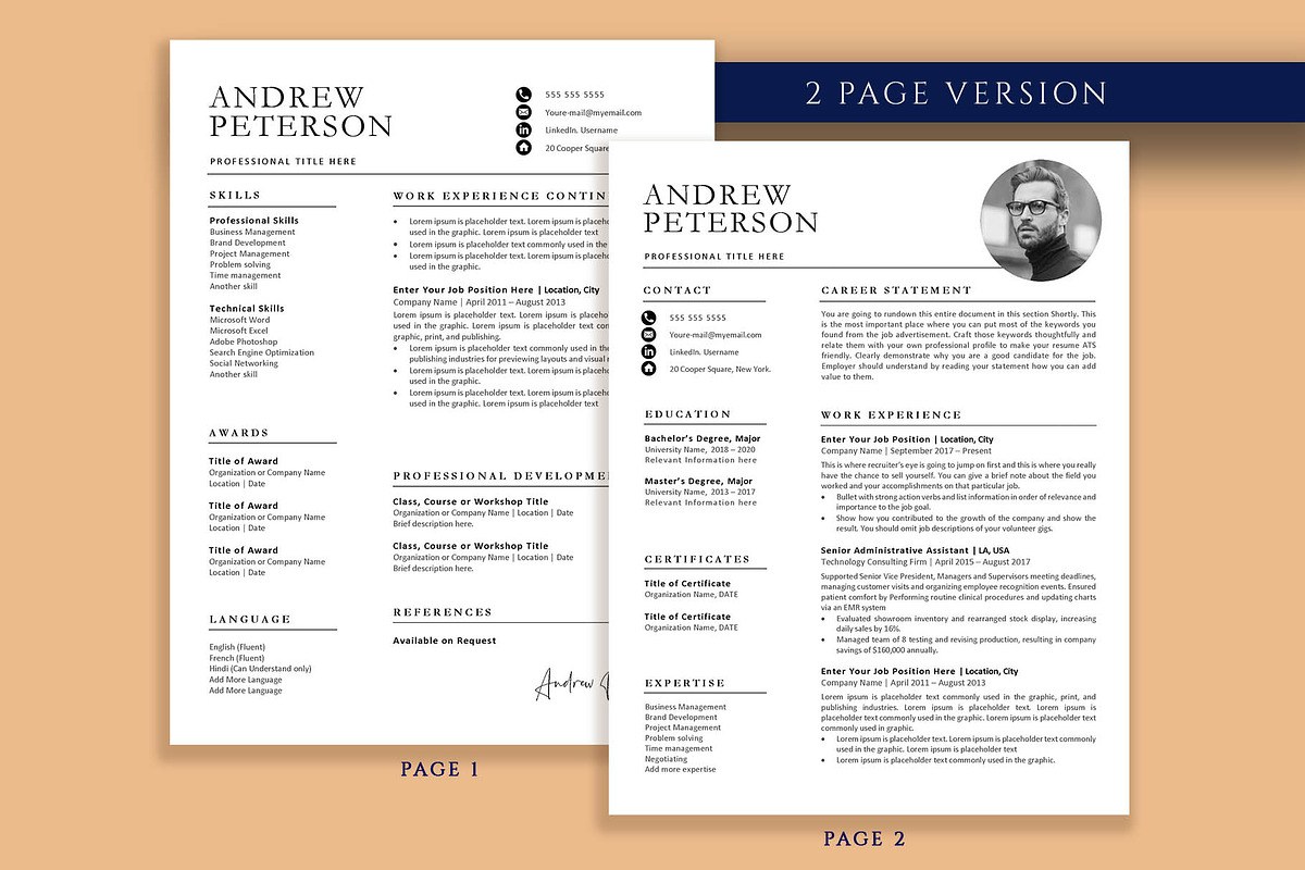 Professional Resume Template, CV, a Resume Template by VictoriousVita (Photo 3 of 8)