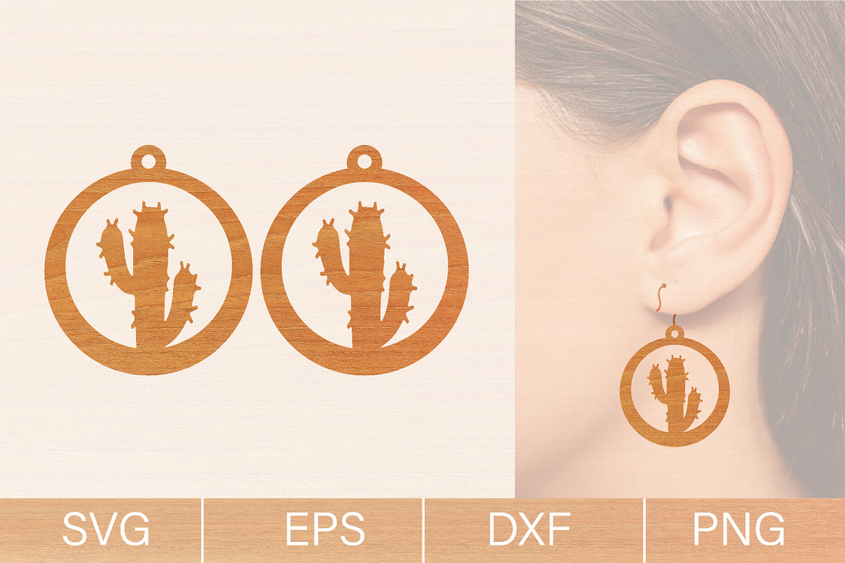 12 Cactus Wood Earrings SVG Bundle, an Object Graphic by jannatulpakhi (Photo 6 of 8)