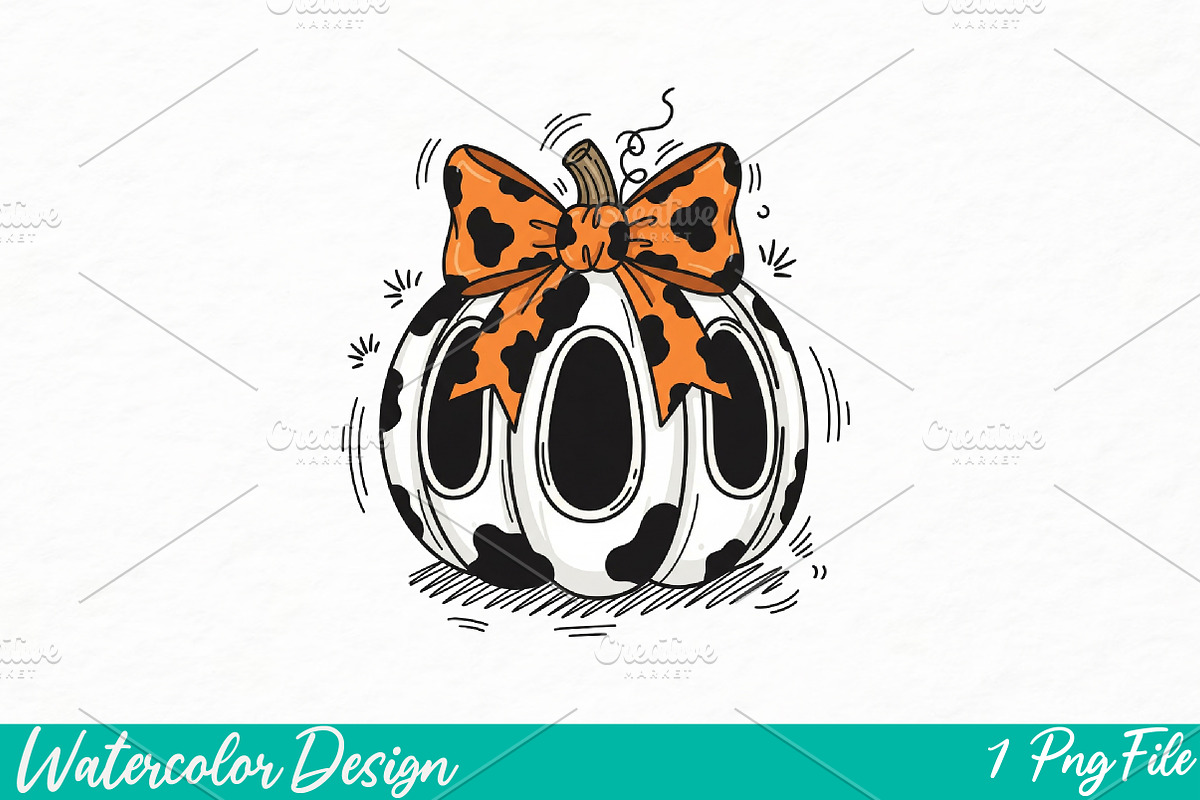 Coquette Cow Print Pumpkin, an Illustration by Watercolor design (Photo 1 of 3)
