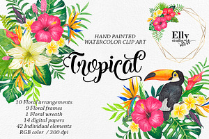 Watercolor Tropical Clip Art