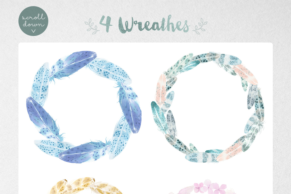 Watercolor Feathers: Patterns+Frames, a Pattern Graphic by Inna Moreva (Photo 3 of 5)