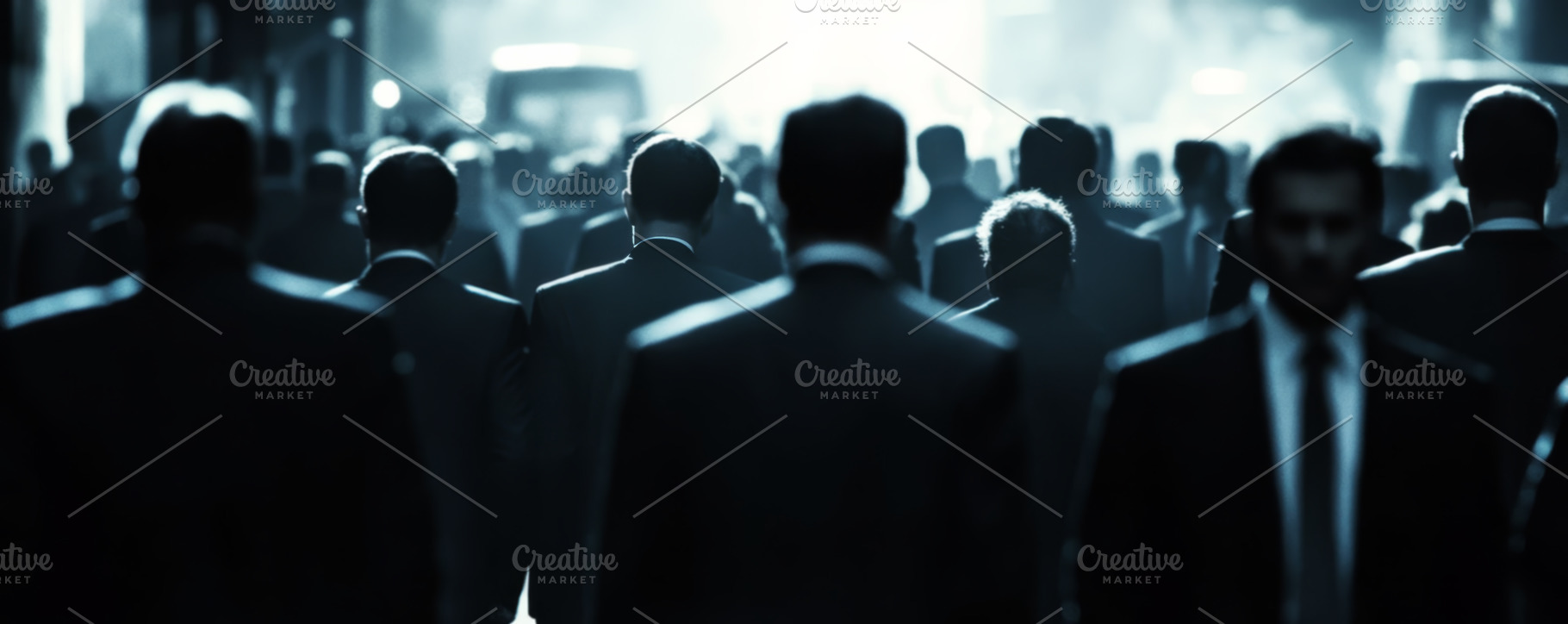 Crowd of Businessmen Walking in the City at Sunrise, an Abstract Photo by Natalia Klenova's Shop