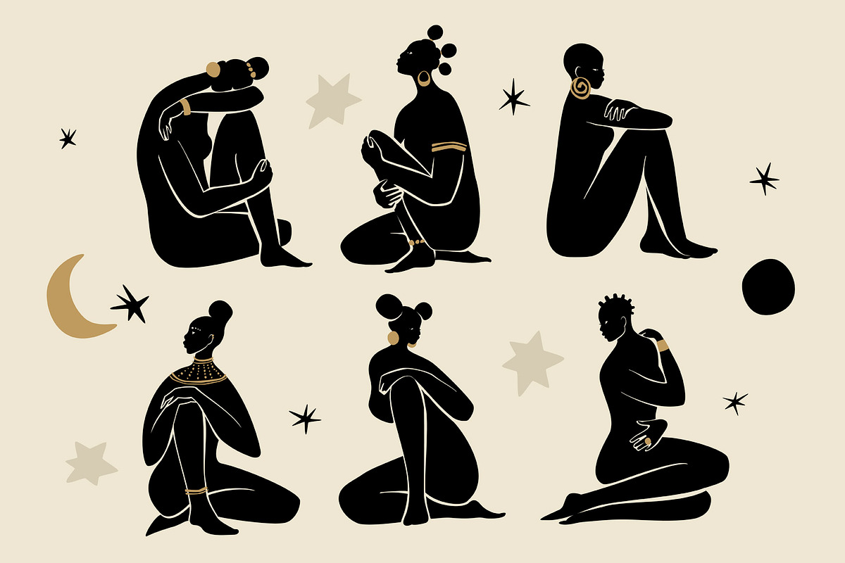Afro Girls And Golden Moon, a Decorative Illustration by svetlana.belaia (Photo 2 of 12)