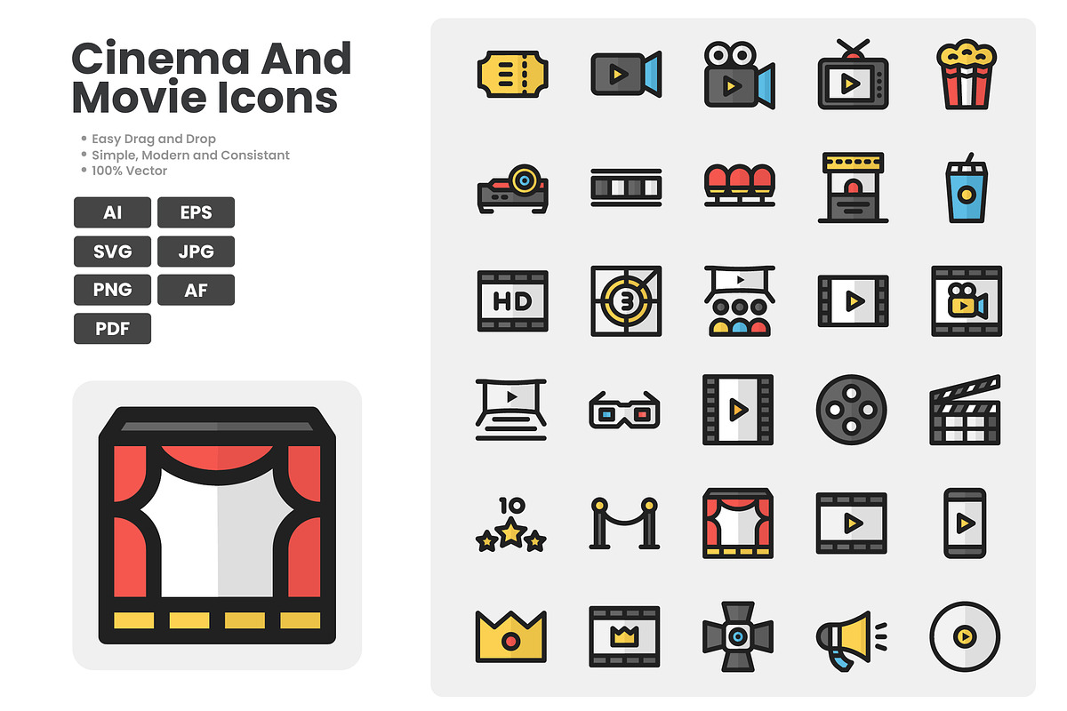 Cinema & Movie Production Icons, a Duotone Icon by erifqizeicon (Photo 4 of 4)