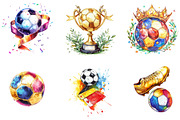 Watercolor Soccer Clipart, a Seasonal Illustration by Designking (Thumbnail 3 of 5)