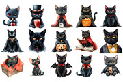 Halloween Vampire Black Cat Clipart, an Illustration by Craft Nest (Thumbnail 2 of 4)