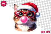 Christmas Cat Bubble Gum Clipart, an Animal Illustration by taramija (Thumbnail 10 of 11)