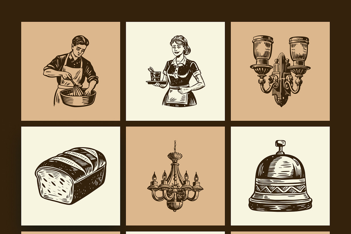 Vintage Restaurant Illustration Set, a Person Illustration by Prosymbols (Photo 8 of 10)