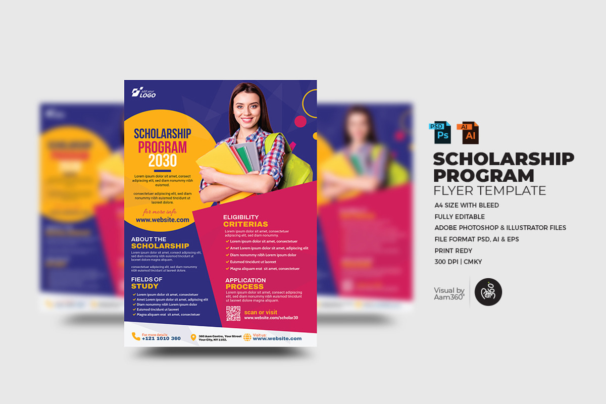 Scholarship Program Flyer Template, a Flyer Template by Aam360 (Photo 1 of 3)