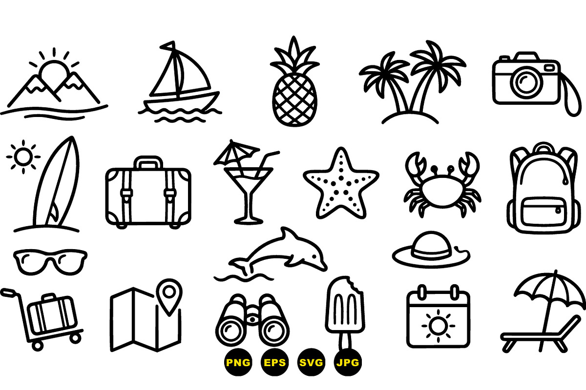 Summer Travel Icon Line Set, an Illustration by designvectx (Photo 3 of 3)